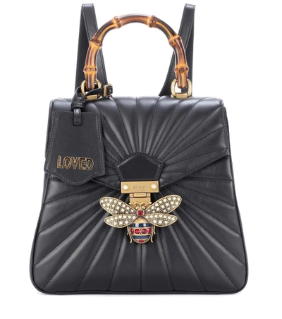 Shop Gucci Queen Margaret Leather Backpack In Black