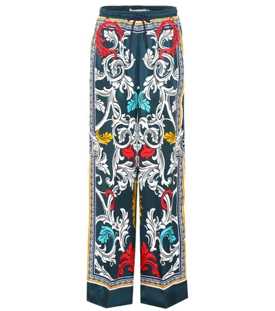 Mary Katrantzou Tarot Printed Silk Trousers In Queees Teal