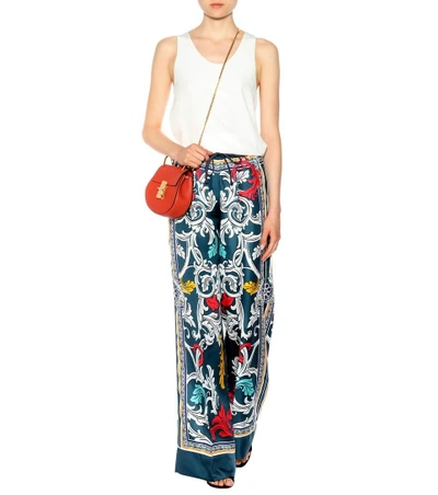 Shop Mary Katrantzou Printed Silk Trousers In Queees Teal