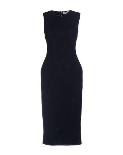 Shop Victoria Beckham Midi Dresses In Dark Blue