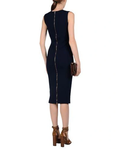 Shop Victoria Beckham Midi Dresses In Dark Blue