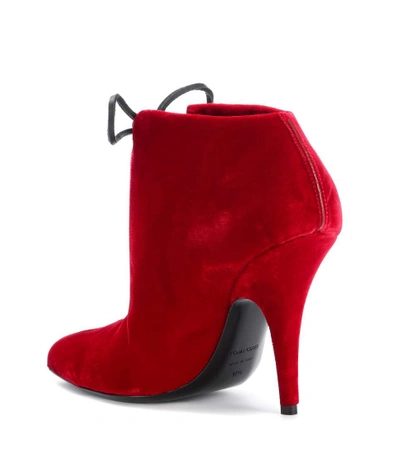 Shop Tom Ford Ellipse Velvet Ankle Boots In Red Dahlia