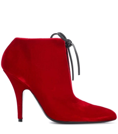 Shop Tom Ford Ellipse Velvet Ankle Boots In Red Dahlia