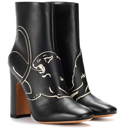 Shop Valentino Leather Ankle Boots In Black