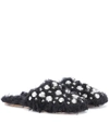 MIU MIU EMBELLISHED FAUX-FUR SLIPPERS,P00274998