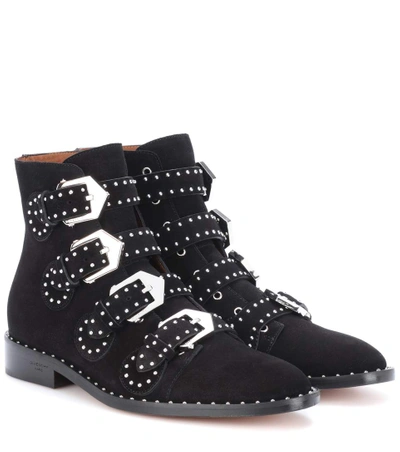 Givenchy Studded Suede Ankle Boots In Black