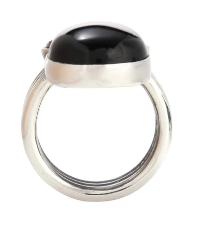 Shop Bottega Veneta Sterling Silver Ring With Chalcedony, Garnet And Onyx