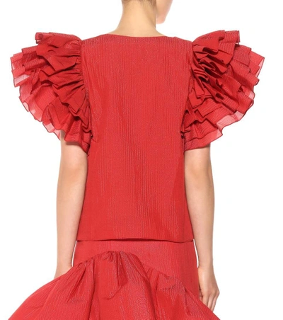 Shop Rosie Assoulin Dust Ruffle Top In Red