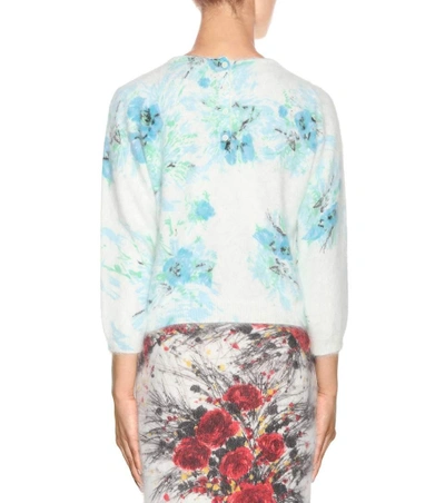 Shop Prada Floral Angora Sweater In Multicoloured