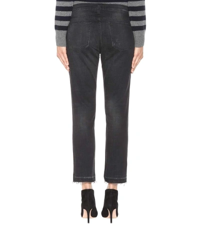 Shop Current Elliott The Cropped Straight Jeans In Black