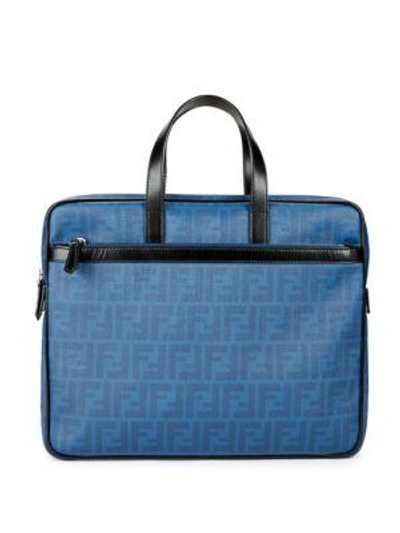 Fendi Logo Leather Bag In Blue