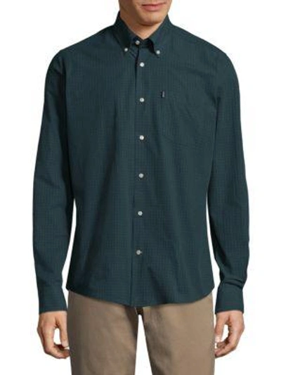 Shop Barbour Gingham Woven Cotton Casual Button-down Shirt In Dark Forest
