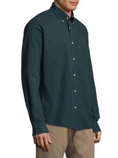 Shop Barbour Gingham Woven Cotton Casual Button-down Shirt In Dark Forest