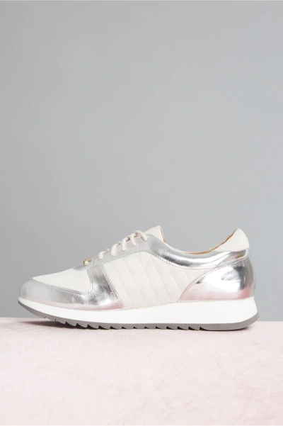 Shop Jaggar Quilted Metallic Sneaker In Chalk