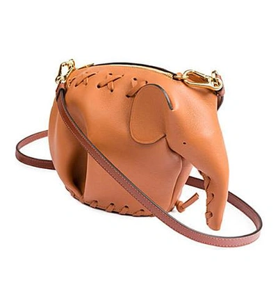 Shop Loewe Elephant Laced Minibag Leather Shoulder Bag In Tan