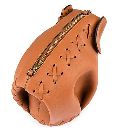 Shop Loewe Elephant Laced Minibag Leather Shoulder Bag In Tan