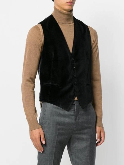 Shop Tagliatore Classic Waistcoat - Black