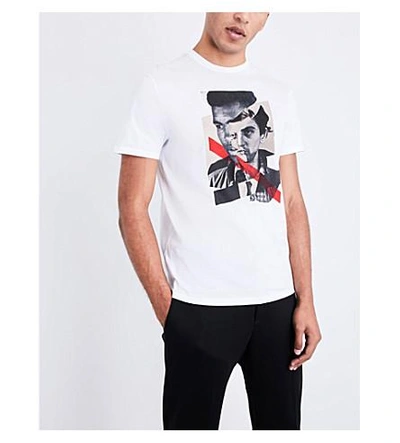 Shop Neil Barrett Face-print Cotton-jersey T-shirt In White
