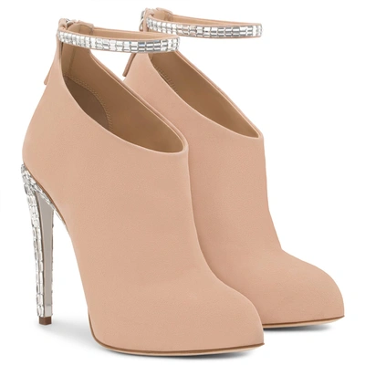 Shop Giuseppe Zanotti - Giuseppe For Jennifer Lopez: Pink Suede Boot With Crystals Puchi