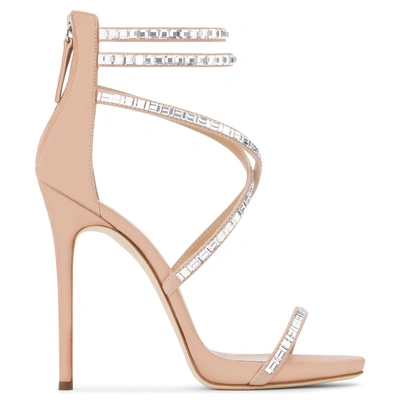 Shop Giuseppe Zanotti - Giuseppe For Jennifer Lopez: Pink Suede Sandal With Crystals Harlee