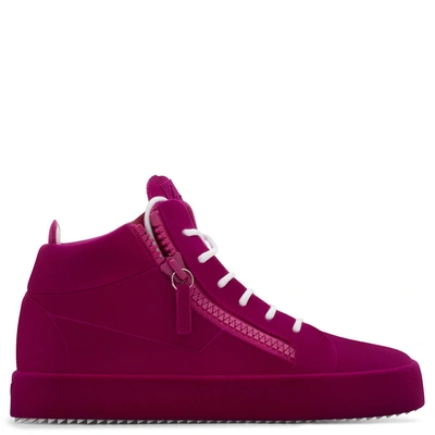 Shop Giuseppe Zanotti - Unfinished Collection: Saturated Purple Mid-top Sneaker The Unfinished