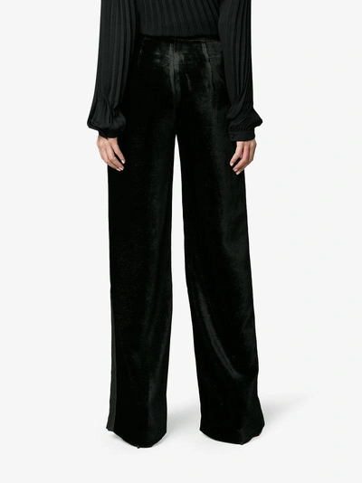 Shop Navro Glitter Velvet Wide-leg Trousers In Black