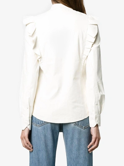 Shop Skiim Hana Leather Bow Blouse In White