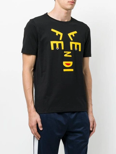 Shop Fendi Appliqué Face T Shirt - Black