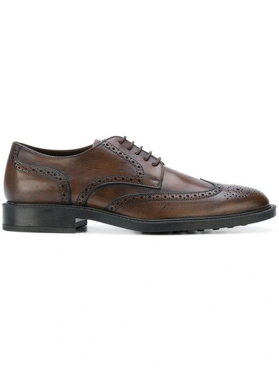 Shop Tod's Classic Brogues In Brown