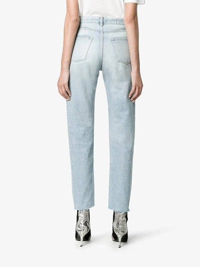 Shop Saint Laurent Blue High Waisted Slim Jeans