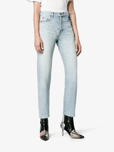 Shop Saint Laurent Blue High Waisted Slim Jeans