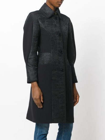 Shop Etro Paisley Puff-sleeve Coat In Black