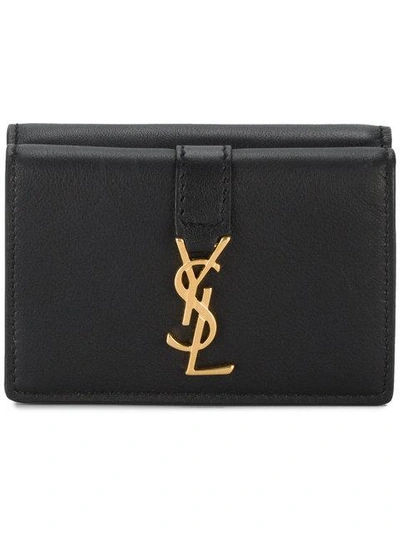 Shop Saint Laurent Ysl Petite Wallet In Black