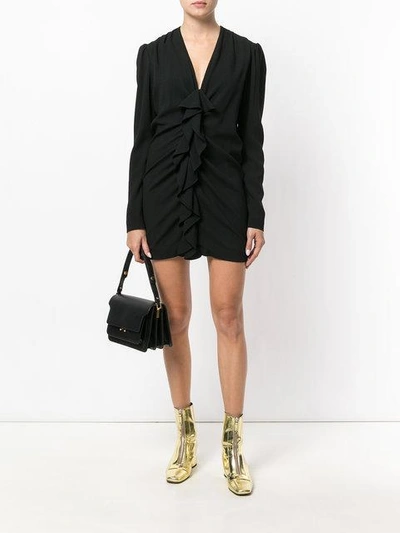 Shop Saint Laurent Ruched Mini Dress - Black