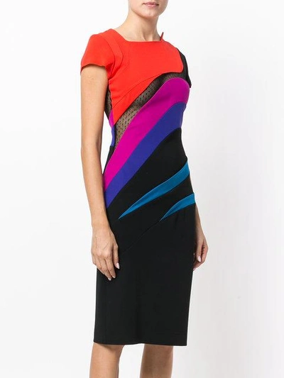 Shop Capucci Fitted Midi Dress In Multicolour