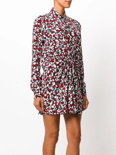 Shop Saint Laurent Gathered Waist Shirt Dress - 1679 Black/white/red