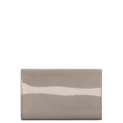 Shop Giuseppe Zanotti - Patent Leather Clutch With Signature Cleopatra In Grey