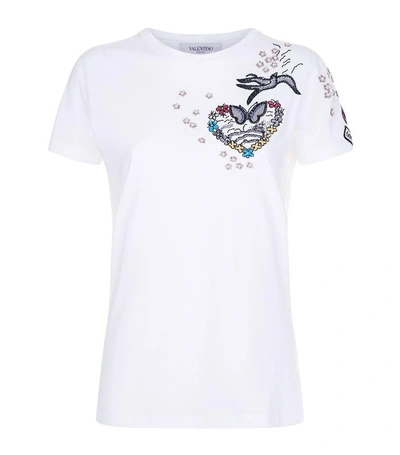 Shop Valentino Sequin T-shirt In White