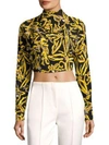 DIANE VON FURSTENBERG Long-Sleeve Silk Cropped Top