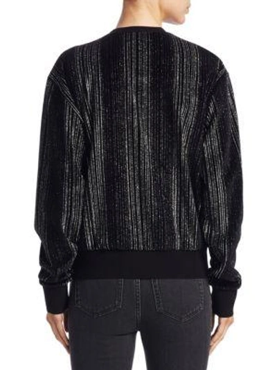 Shop Saint Laurent Velour Metallic Sweatshirt In Black