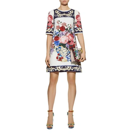 Shop Dolce & Gabbana Silk Shift Dress In Multi