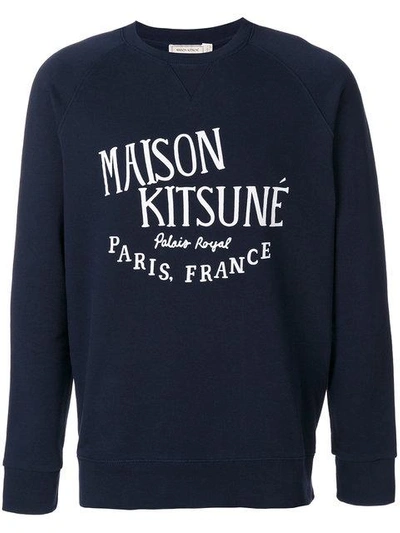 Shop Maison Kitsuné Logo Print Sweatshirt