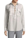 EQUIPMENT KNOX YARN DYED STRIPED LACE-UP SHIRT,0400095019767