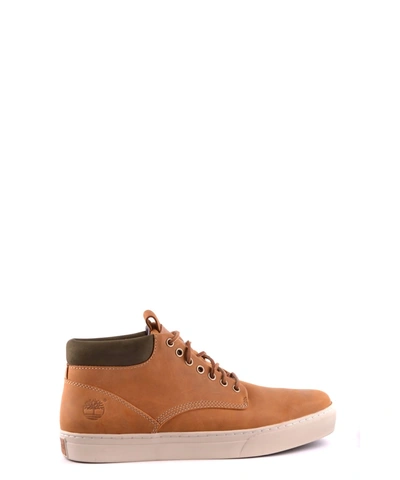 Timberland Men&#39;s  Brown Leather Hi Top Sneakers'