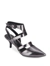 KENNETH COLE Pence Metallic Leather Cutout Point Toe Pumps