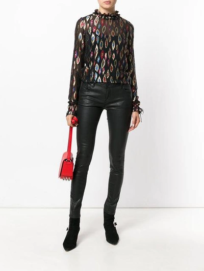 Shop Saint Laurent Metallic Embroidered Blouse - Black