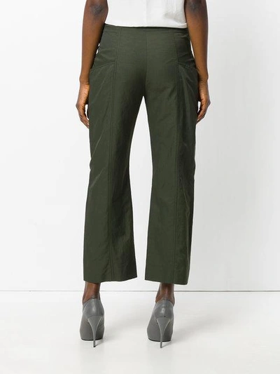 Shop Stella Mccartney Contrast Pocket Cropped Trousers - Green