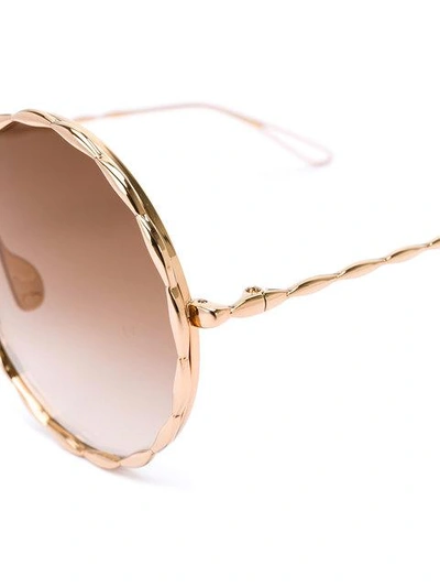 Shop Elie Saab Round Framed Sunglasses In Metallic