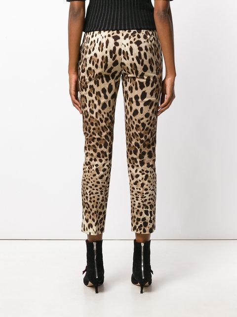 Dolce & Gabbana Leopard Print Slim Denim Trousers In Neutrals | ModeSens