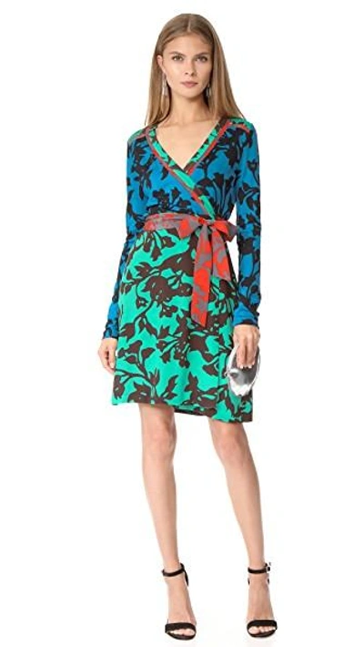 Shop Diane Von Furstenberg Wrap Dress In Brulon Denim/brulon Aquamarine